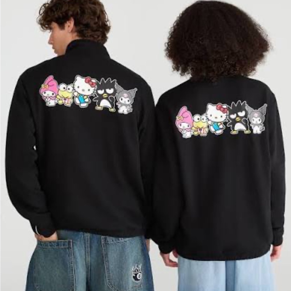 Aeropostale Black Sanrio Characters Graphic Zip-Up Sweatshirt